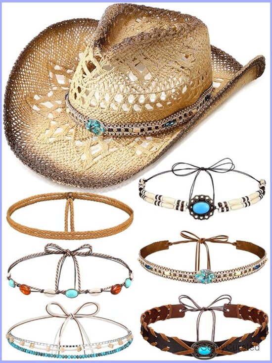 Straw Cowgirl Hat Set with 6 Interchangeable Bands main image 5